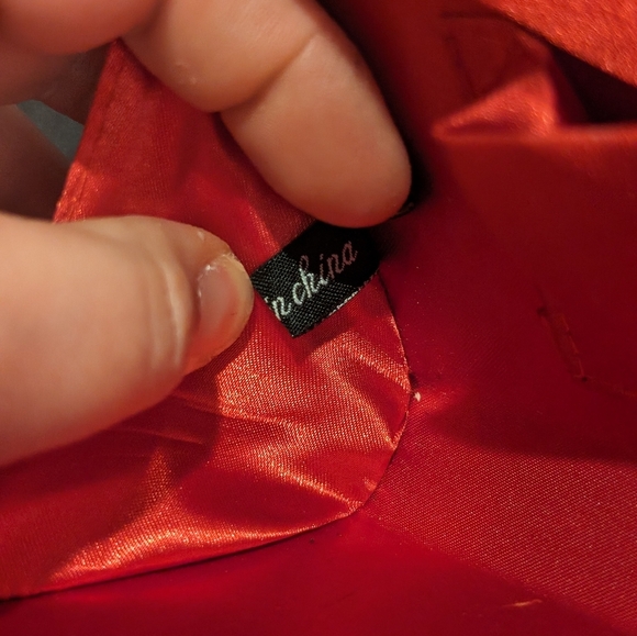 Red Satin and Acrylic Disco Ball Style Evening Bag with Gold Chain Strap - Picture 10 of 12